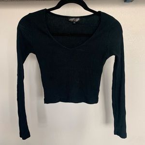 Topshop Cropped Long Sleeve Ribbed Sweater